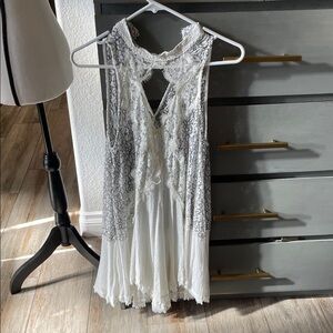 Free People White and Black Lace Dress